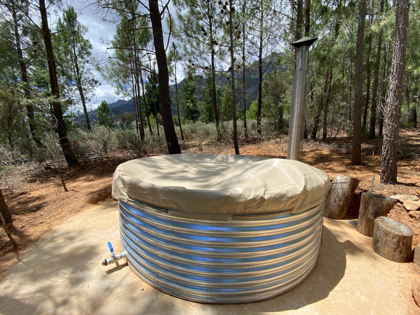 Noah Farm Campsite 4 showing a covered hot tub under the trees